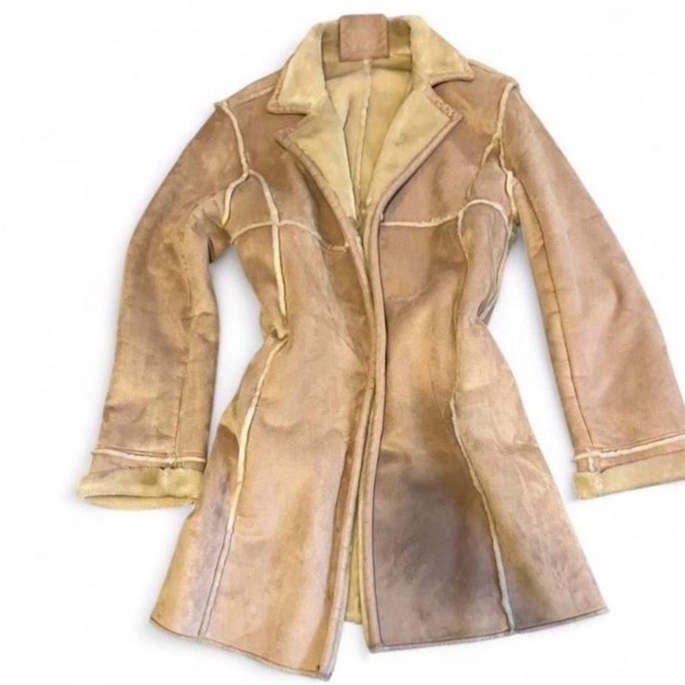 Soft Cream‎ faux Suede Coat with faux fur lining!